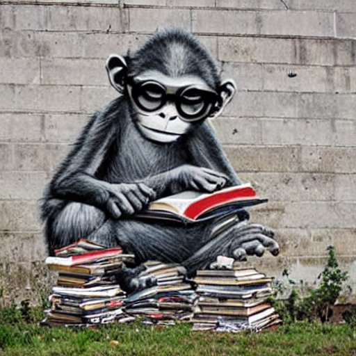 Monkey and a pile of books